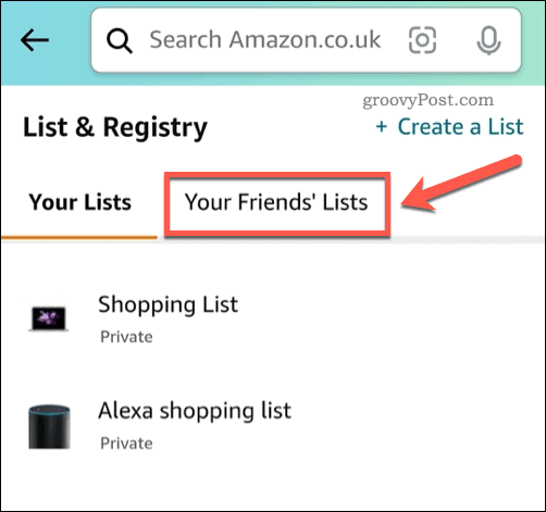 Вижте списъците с желания на приятели в приложението Amazon