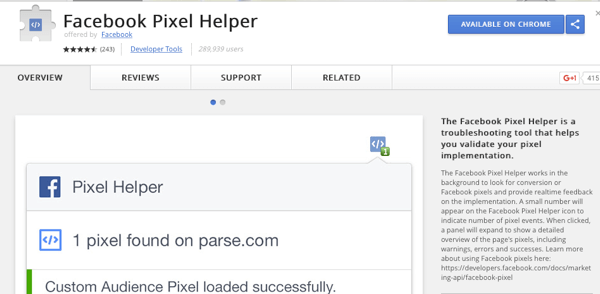 Инсталирайте Facebook Pixel Helper, за да проверите дали проследяването ви работи.