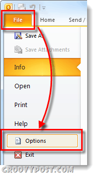 опции за файлове в Office 2010