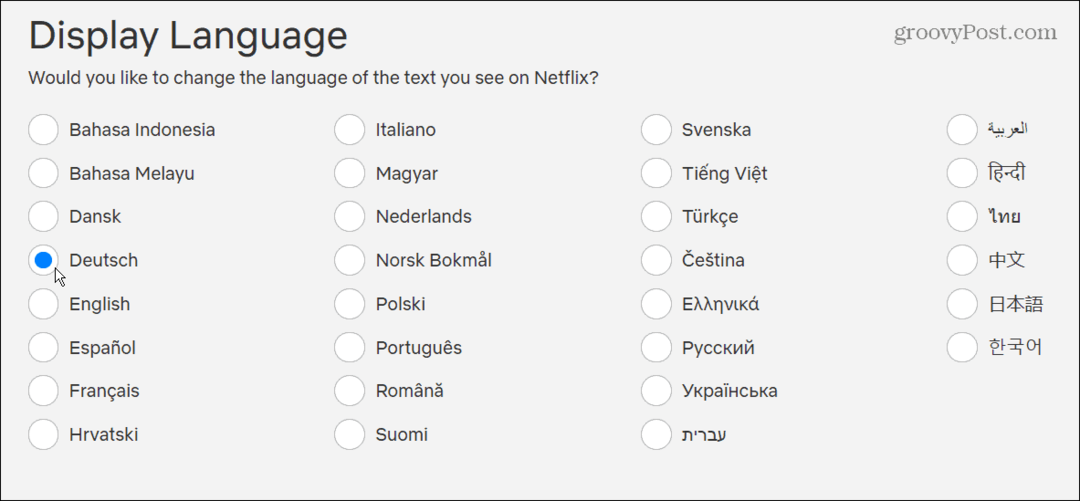 Променете езика на netflix на нов