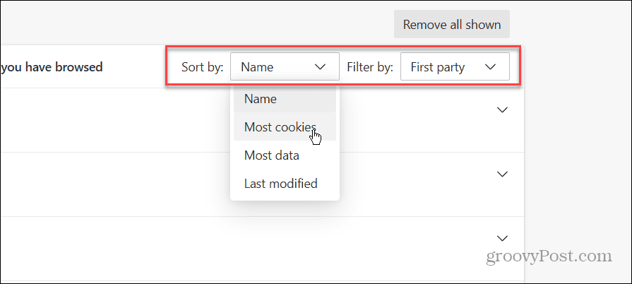 Преглеждайте или търсете бисквитки в Microsoft Edge