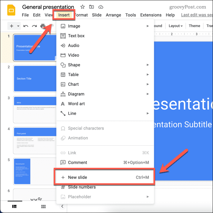 Създайте нов слайд в Google Презентации