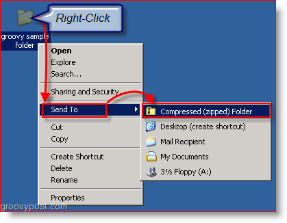 Компресиране на файлове и папки с помощта на Windows XP