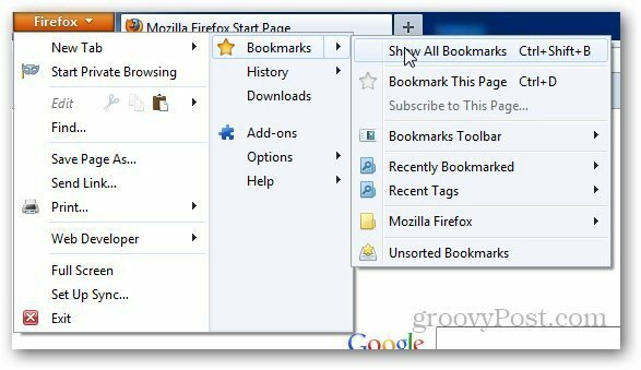 Възстановяване на отметки Firefox 1