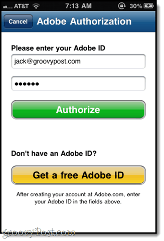 упълномощавайте с вашия Adobe ID