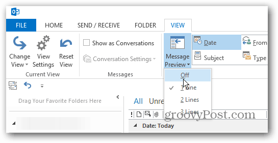 Как да персонализирате преглед на съобщения в Outlook 2013