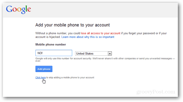 Google, спрете да ме питате за моя телефонен номер [Изключен]