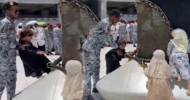 Охраната на Масджид ал-Харам дойде на помощ! Докато малките кандидат-поклонници се опитват да докоснат Кааба...