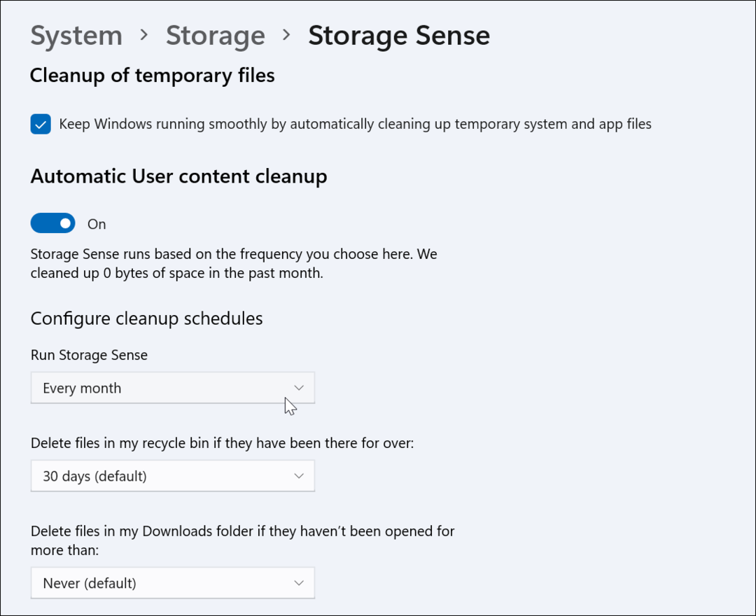 Как да активирате и конфигурирате Storage Sense в Windows 11