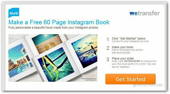 WeTransfer предлага безплатна снимка с 60 страници в Instagram