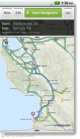 Mapquest за навигация в приложението за Android