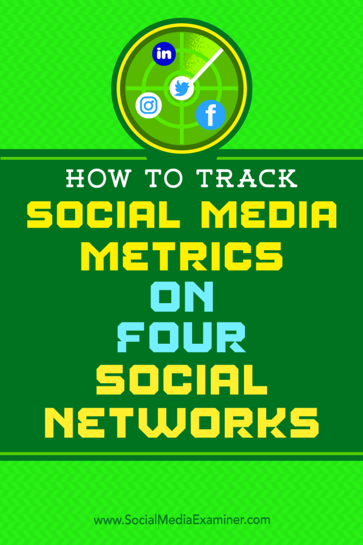 Как да проследявате показателите на социалните медии в четири социални мрежи от Джо Грифин в Social Media Examiner.