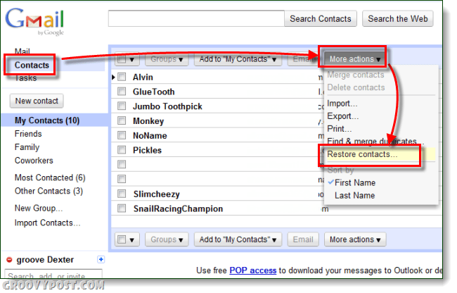 Как да отменяте контактите в Gmail