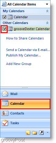 Снимка на календар на Outlook 2007 - Добавяне на 2-ри календар