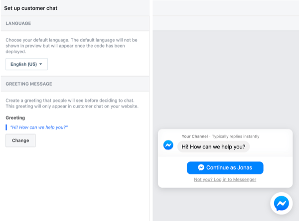 Настройте Facebook Chat Chat, стъпка 2.