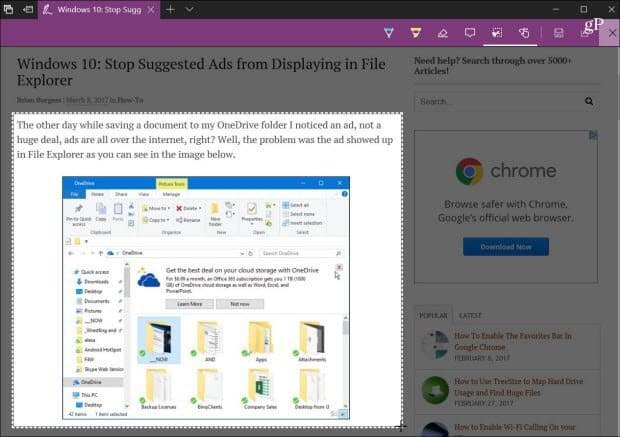 Как да споделяте уеб съдържание с помощта на Microsoft Edge в Windows 10