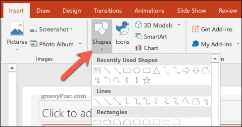 Вмъкване на фигура в презентация на PowerPoint