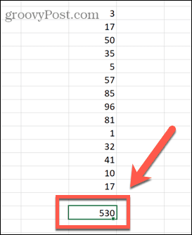 резултат на автосума в Excel