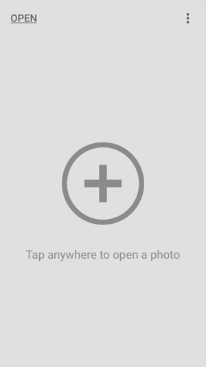 Докоснете произволно място на екрана, за да импортирате изображението си в мобилното приложение Snapseed.