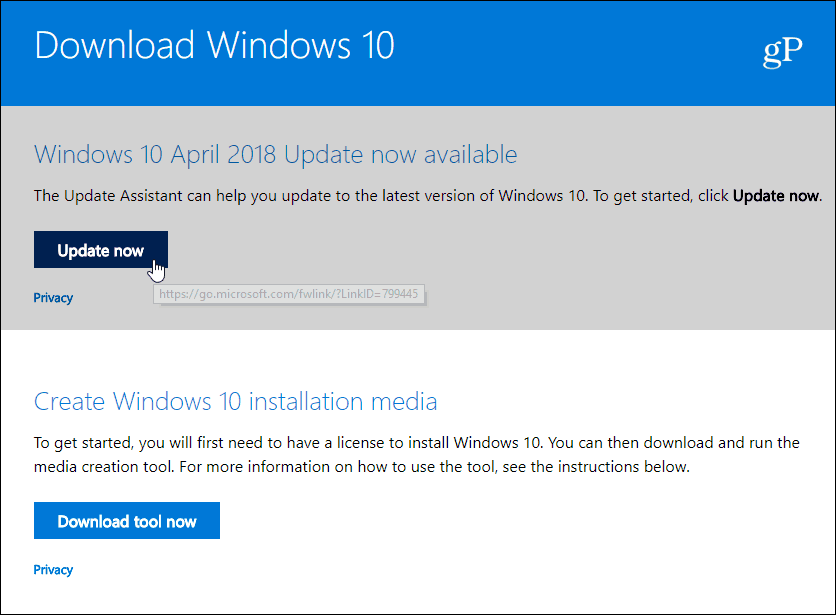Изтеглете актуализацията на Windows 10 април 2018 г.