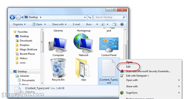 редактиране на docx файлове в Windows 7