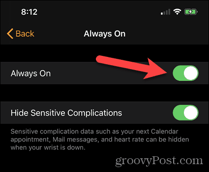 Деактивирайте винаги включено в приложението Watch на вашия iPhone