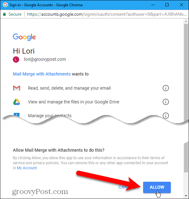 Разрешаване на достъп до Gmail акаунт