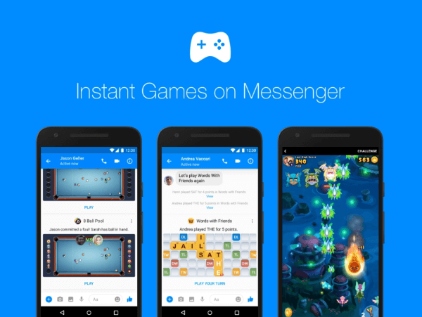 Facebook пуска Instant Games в Messenger по-широко и пуска нови богати функции за игра, ботове за игри и награди.