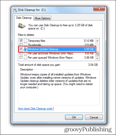 Windows 7 актуализация изтриване на стари файлове място за почистване на диск заето