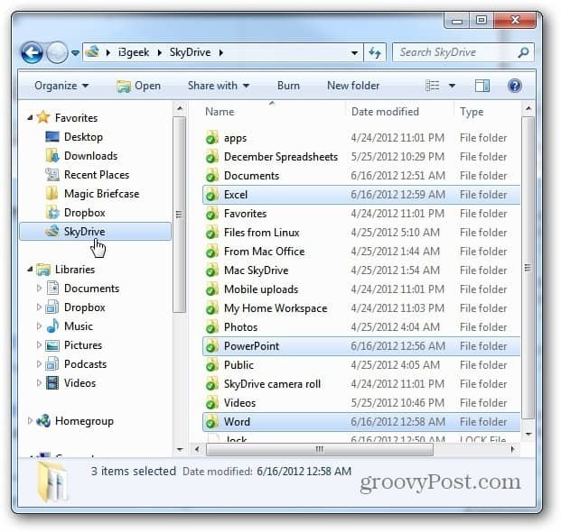 Office папки на SkyDrive
