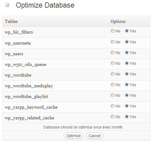 оптимизиране на базата данни на