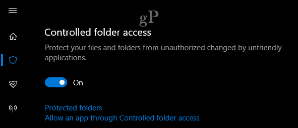 Windows 10 контролиран достъп до папка ransomware