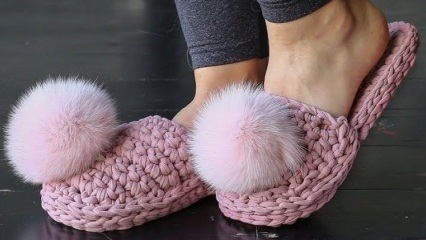 Как да направите плетени чехли? 