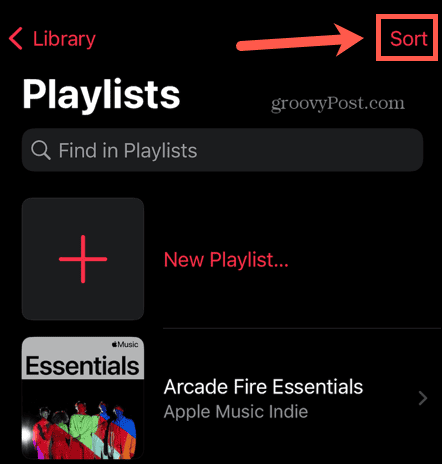 Apple Music сортиране на плейлисти