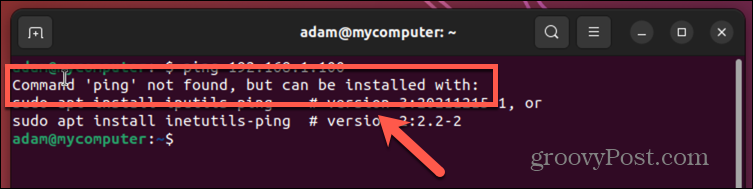 ubuntu ping не е намерен грешка