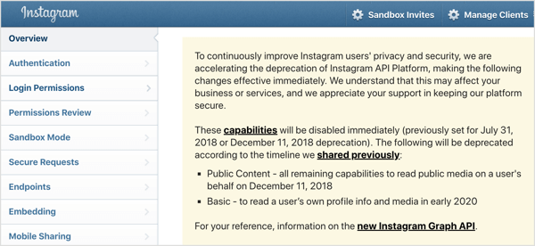 Instagram представи някои промени в API по-рано от очакваното.