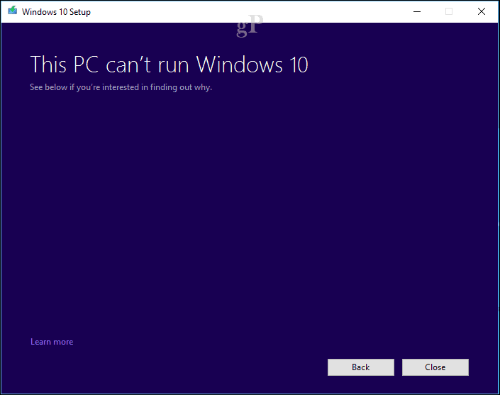 настройка на Windows 10 - компютърът не може да работи с Windows 10