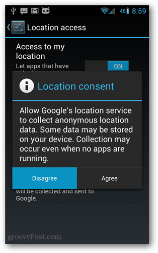 съгласие за местоположение на android