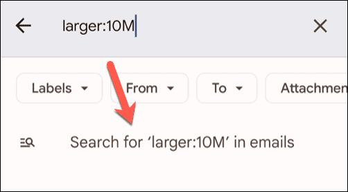 Започнете търсене в Gmail на мобилно устройство
