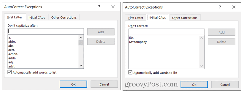 Изключения за автоматично коригиране в Windows