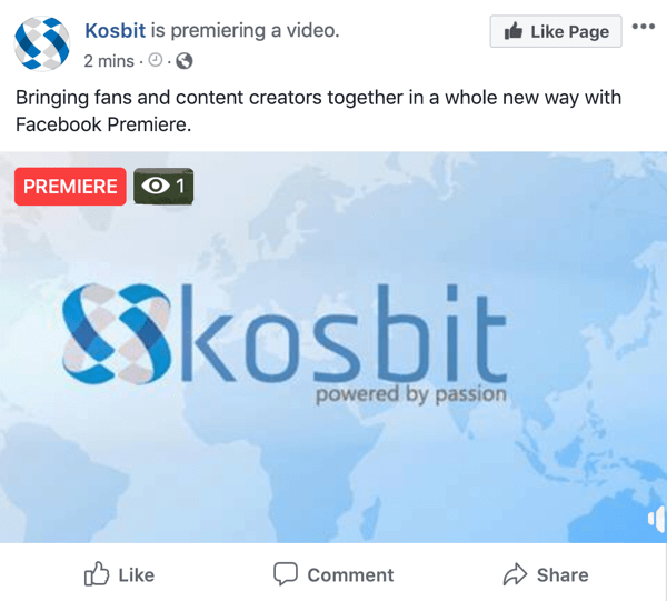Facebook Premiere пример от kosbit, видео премиера