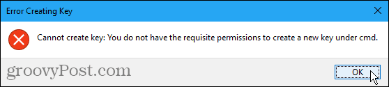 Не може да се създаде ключова грешка в системния регистър на Windows