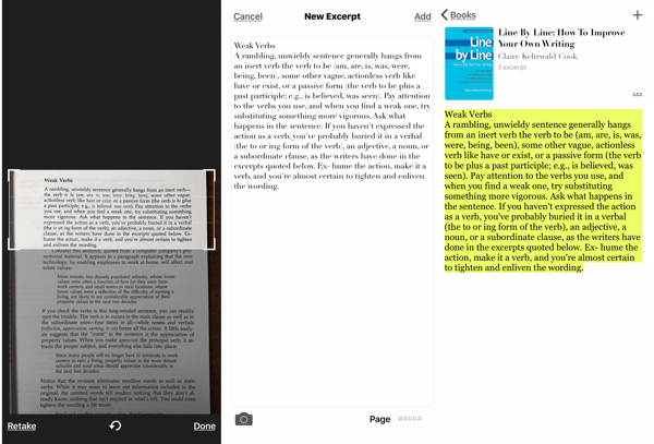 Извадка - Приложението Book Highlighter за iOS, как да направите екранна снимка на пасажа от книгата