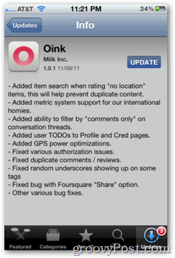 Oink 1.0.1 Актуализация от Apple App Store