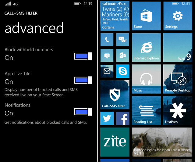 Блокиране на разговори с Windows Phone 8.1