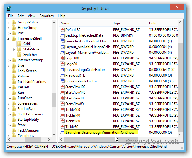 Стойност на DWORD за системния регистър на Windows 8