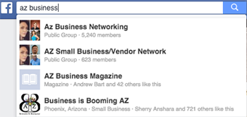 търсене на групи във facebook