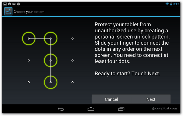 Задайте заключване на екрана на таблета Google Nexus 7