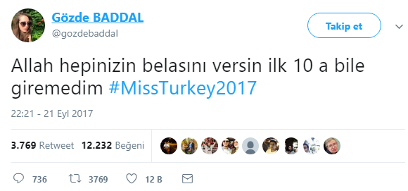 Проклятие на състезателката Мис Турция Гьозе Баддал