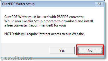 избягвайте инсталирането на PS2PDF в Windows 7